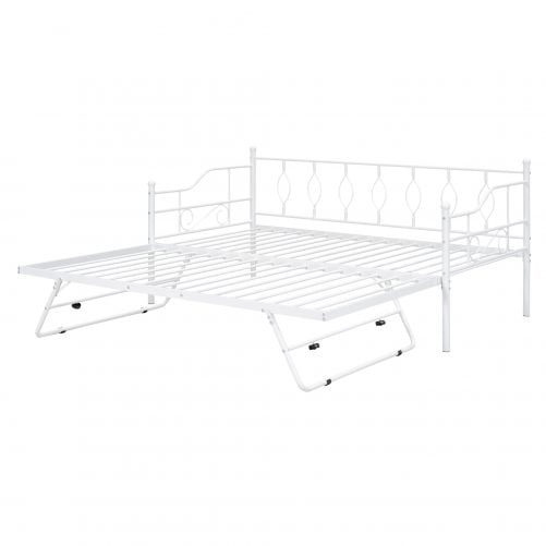 Twin Size Metal Daybed With Folding Trundle