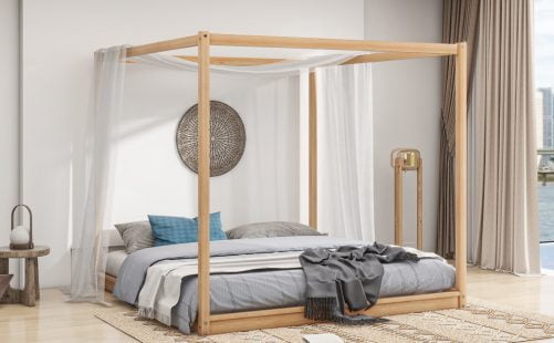 King Size Canopy Platform Bed with Support Legs