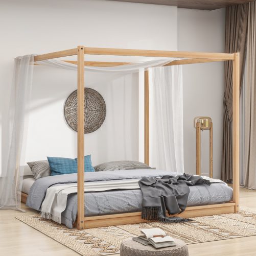 King Size Canopy Platform Bed with Support Legs