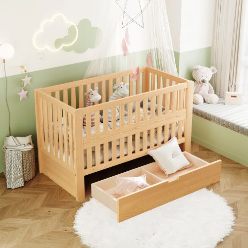 Convertible Crib/Full Size Bed With Drawers And 3 Height Options