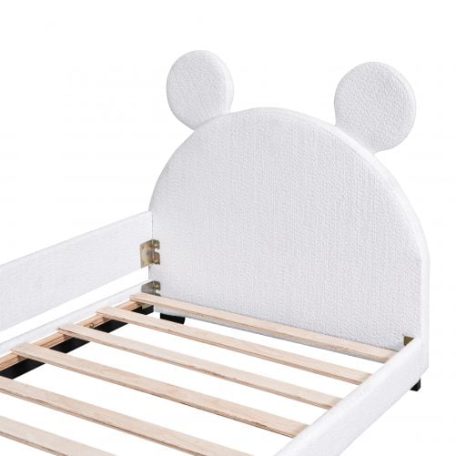 Teddy Fleece Twin Size Upholstered Daybed With Carton Ears