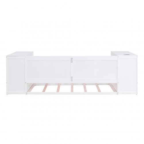 Twin Size Daybed with Storage Arms, Trundle and Charging Station