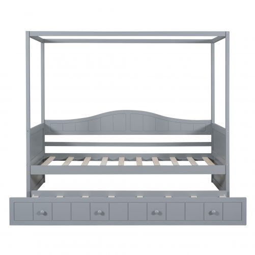 Twin Size Canopy Day Bed With Twin Size Trundle