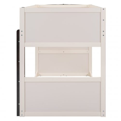 Twin Over Twin Boat-like Shape Bunk Bed With Storage Shelves