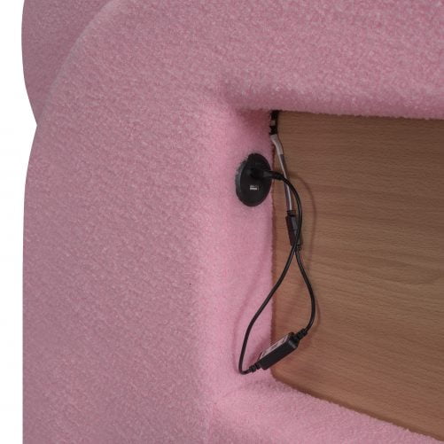 Full Size Upholstered Storage Platform Bed With Cartoon Ears Headboard, LED And USB
