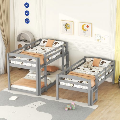 Twin over Twin over Twin Triple Bunk Bed With Ladder