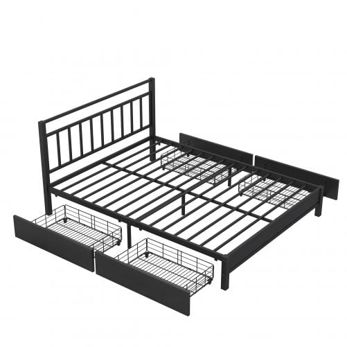 Queen Size Storage Platform Bed With 4 Drawers