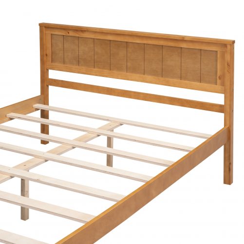 Full Size Platform Bed Frame With Headboard, Wood Slat Support, No Box Spring Needed