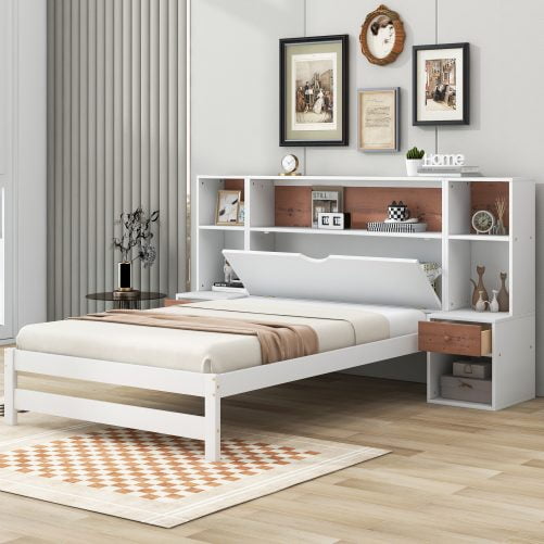 Twin Size Platform Bed With Storage Headboard And Drawers