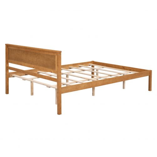 Queen Size Platform Bed Frame With Headboard, Wood Slat Support, No Box Spring Needed