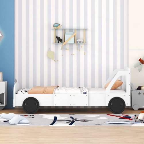 Twin Size Car-shaped Platform Bed With Wheels