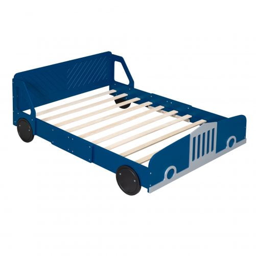 Full Size Car-Shaped Platform Bed With Wheels