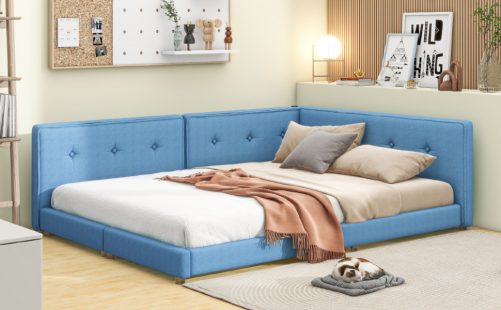 Upholstered Full Size Platform Bed With USB Ports