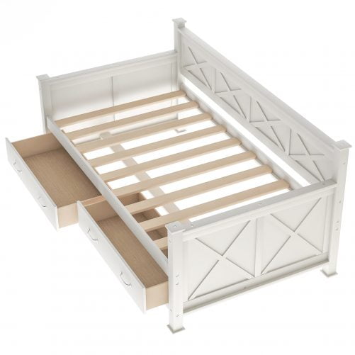 X-Shaped Twin Size Daybed with 2 Large Drawers