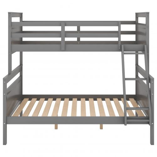 Twin over Full Bunk Bed with Ladder and Safety Guardrail
