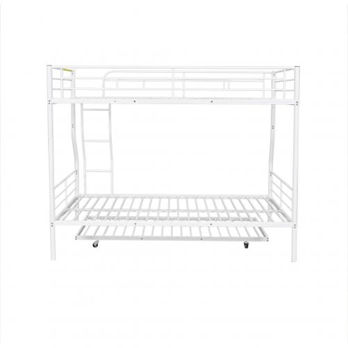 Full XL Over Queen Metal Bunk Bed with Trundle