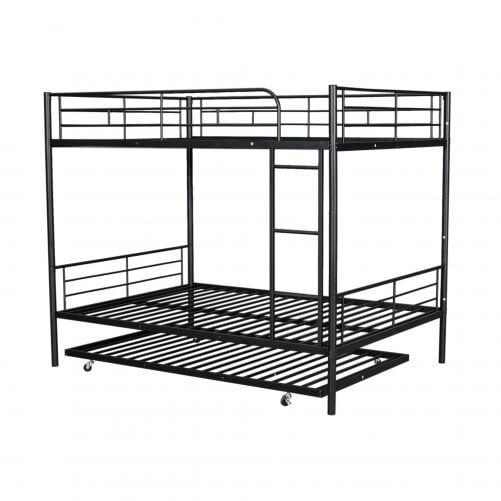 Full Over Full Metal Bunk Bed With Trundle