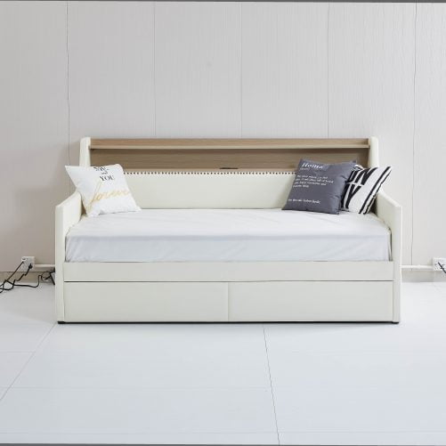 Twin Size Daybed With Storage Drawers, Charging Station And LED Lights