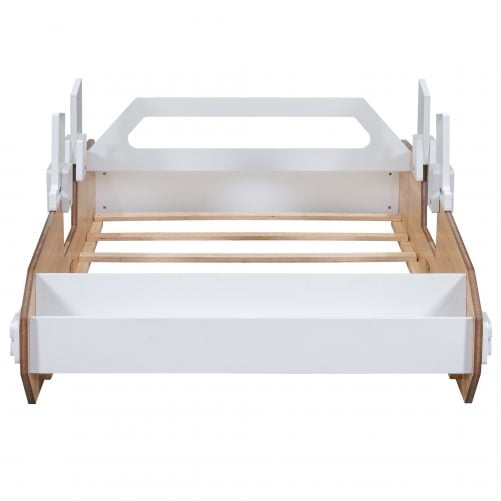 Wood Twin Size Racing Car Bed with Door Design and Storage