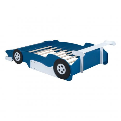 Full Size Race Car-Shaped Platform Bed With Wheels