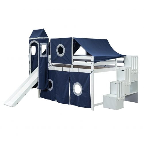 Full Size Loft Bed With Tent And Tower