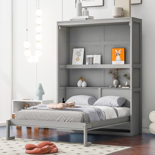 Queen Size Murphy Bed Wall Bed With Shelves