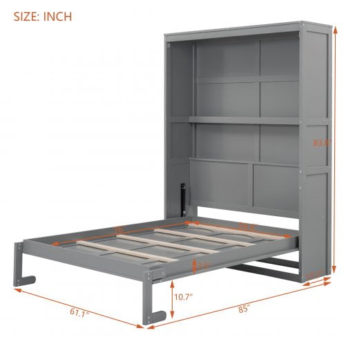 Queen Size Murphy Bed Wall Bed With Shelves