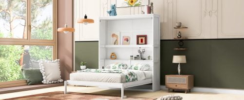Queen Size Murphy / Wall Bed With Shelves
