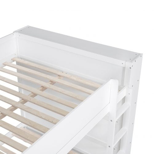 Full over Full Bunk Bed With 2 Drawers and Multi-layer Cabinet
