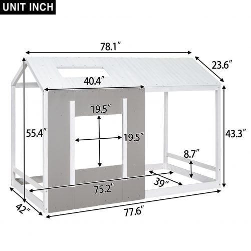 Twin Size House Platform with Roof and Window