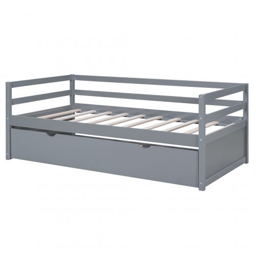 Twin Size Wood Daybed with Twin Size Trundle