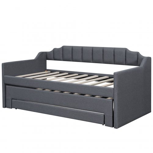 Upholstered Twin Size Daybed with Trundle and Three Drawers
