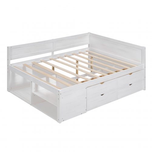 Full Size Daybed with Drawers and Shelves