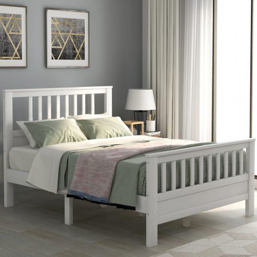 Wood Platform Bed with Headboard and Footboard, Full Size