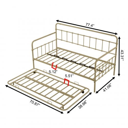 Metal Twin Frame Daybed With Trundle