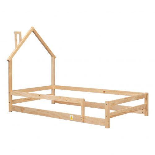 Twin Size Floor Bed With House-shaped Headboard