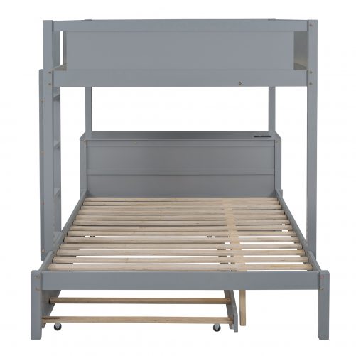Full-Over-Full Bunk Bed With Twin Size Trundle, Storage And Desk