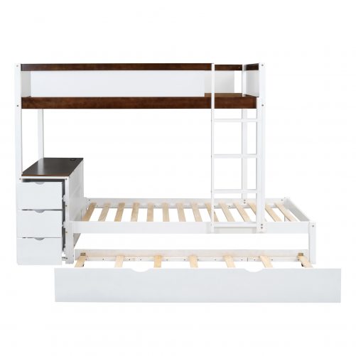 Twin-Over-Twin Bunk Bed with Twin size Trundle, Storage and Desk