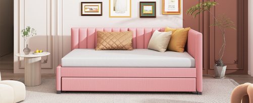 Upholstered Daybed with Trundle, Twin Size