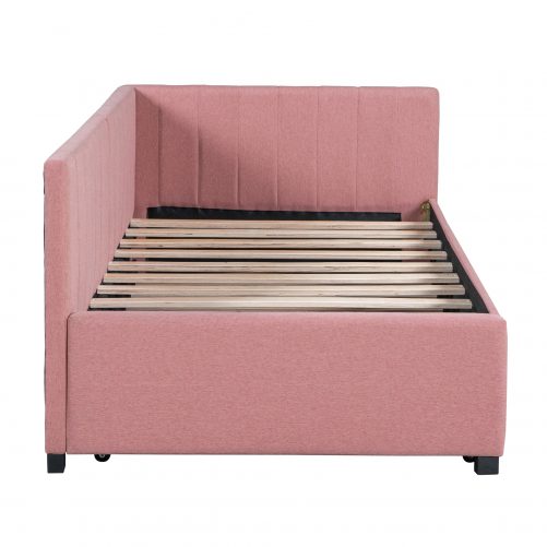 Upholstered Daybed with Trundle, Twin Size