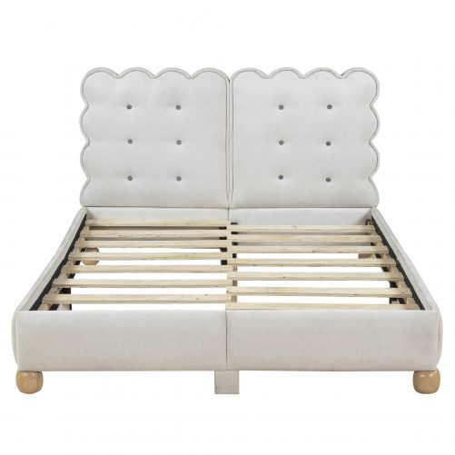 Full Size Upholstered Platform Bed With Support Legs