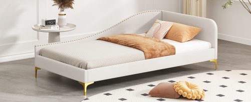 Twin Size Upholstered Daybed With Headboard, Armrest, And Support Legs