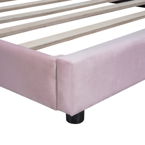 Twin+Full Upholstered Platform Bed Set with Semicircular Headboard