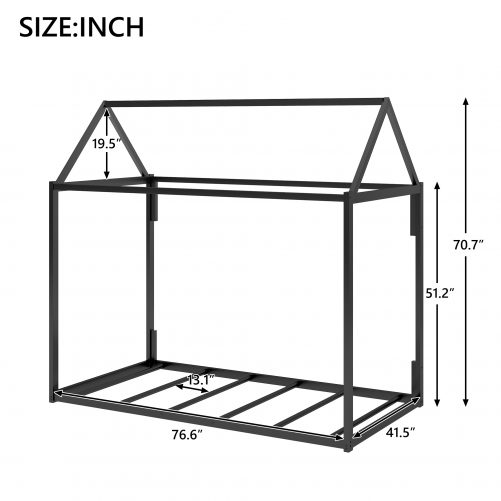 Metal House Shape Platform Bed, Twin Size