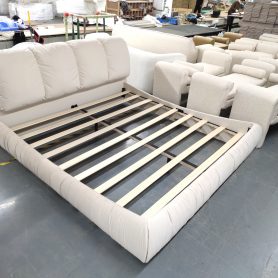 King Size Luxury Upholstered Bed With Thick Headboard