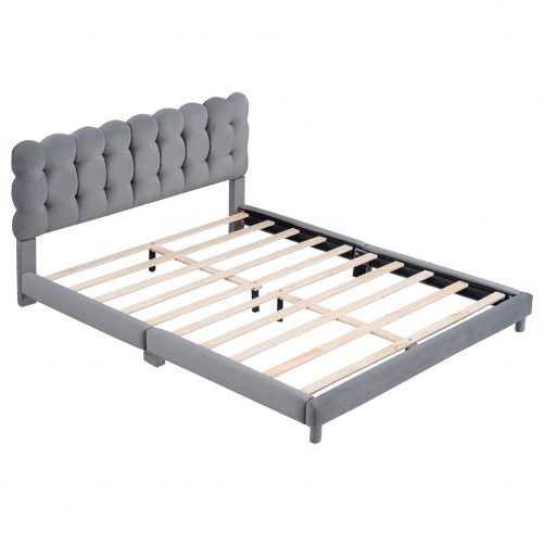 Queen Size Upholstered Platform Bed with Soft Headboard