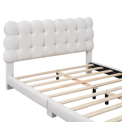 Full Size Upholstered Platform Bed with Soft Headboard