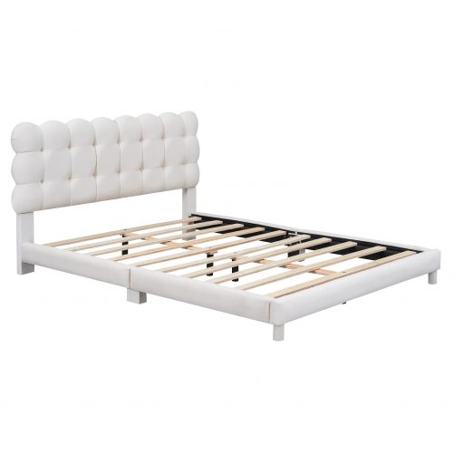 Full Size Upholstered Platform Bed with Soft Headboard