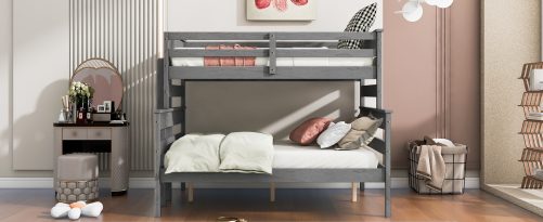 Wood Twin over Full Bunk Bed with Ladder