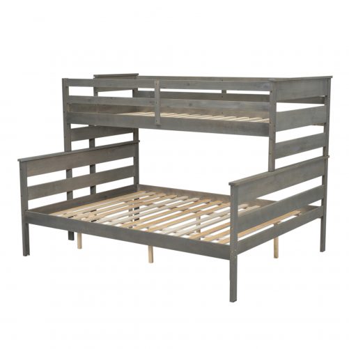 Wood Twin over Full Bunk Bed with Ladder